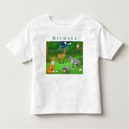 De wilde dieren personaliseren in een boslandschap kinder shirts