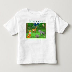 De wilde dieren personaliseren in een boslandschap kinder shirts