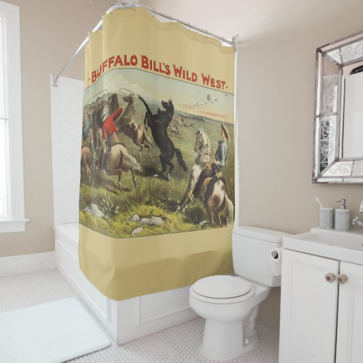 De wilde paarden van Buffalo Bill Douchegordijn (In situ)