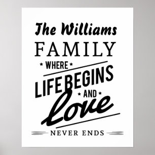 De Williams Family Life Love Typografie Poster