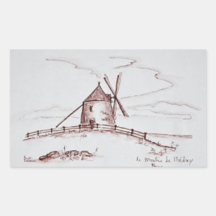 De windmolen Le Moulin de Moidrey Pontorson Rechthoekige Sticker
