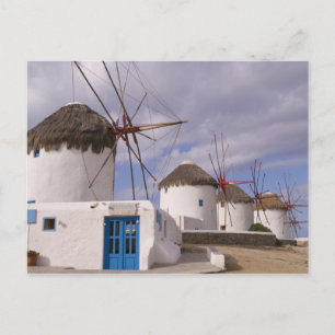 De windmolens van Mykonos op de Griekse eilanden Briefkaart