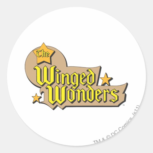 De Winged Wonders Logo Ronde Sticker (Voorkant)