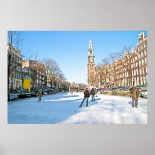 De winter in Amsterdam in Nederland Poster
