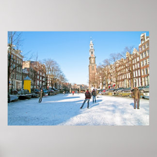 De winter in Amsterdam in Nederland Poster