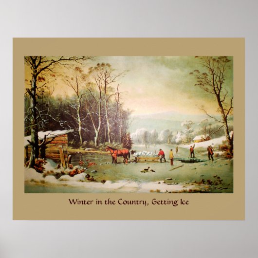 De winter in het land, het Poster krijgen van ijs (Voorkant)