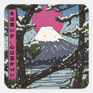 De winter is koud, maar het hart is warm vierkante sticker