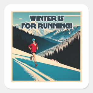 De winter is om te rennen vierkante sticker