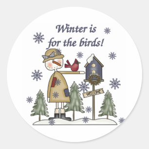 De winter is voor de vogels ronde sticker