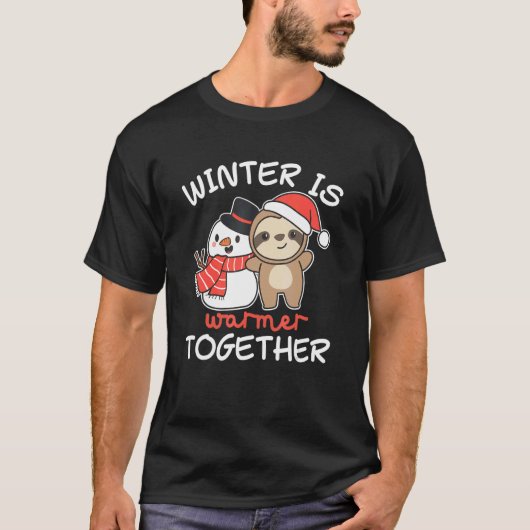 De winter is warmer samen met sneeuwpop t-shirt (Voorkant)