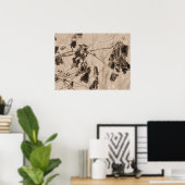 De winter op de dode bladeren op een tak poster (Thuiskantoor)