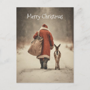 De Winter Woodland Journey van de Kerstman Feestdagenkaart