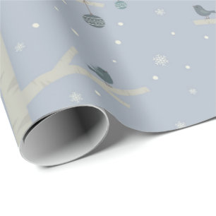 De winterbos van de natuur, Kerstmisvogels op boom Cadeaupapier
