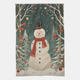 De winterdroom van de sneeuwman theedoek