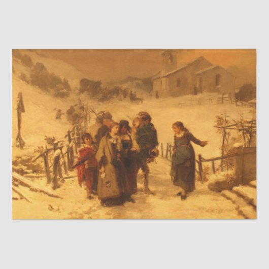 De Winterlawine (door Gerolamo Induno) Tissuepapier (Voorkant)