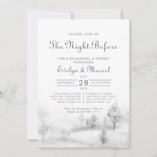 De winternacht voor het repetitief diner kaart (Voorkant)