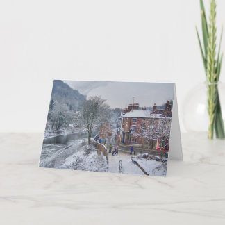 De winterse Scène van de Straat Feestdagen Kaart