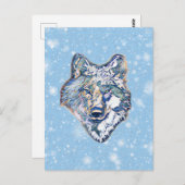 De winterwolf   briefkaart (Voorkant / Achterkant)