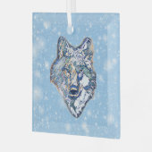 De winterwolf    glas ornament (Voorkant links)
