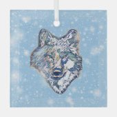 De winterwolf    glas ornament (Voorkant)