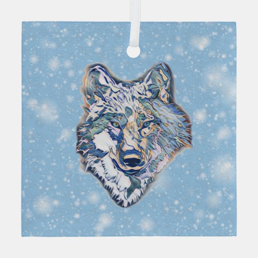 De winterwolf    glas ornament (Achterkant)
