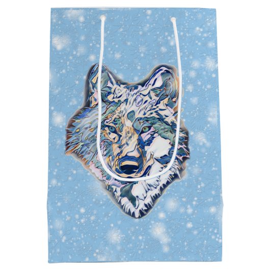 De winterwolf medium cadeauzakje (Achterkant)