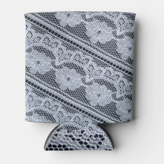 De witte Achtergrond van de Kantstof Textuur Blikjeskoeler