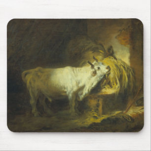 De Witte Bull in de Stable (olie op canvas) Muismat