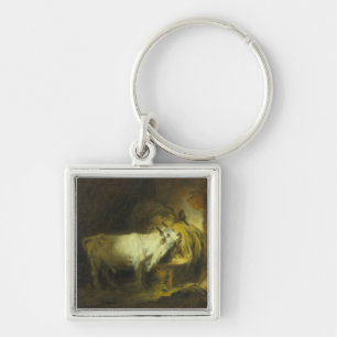 De Witte Bull in de Stable (olie op canvas) Sleutelhanger