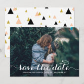 De witte Foto van het Manuscript van de Calligrafi Save The Date (Voorkant / Achterkant)