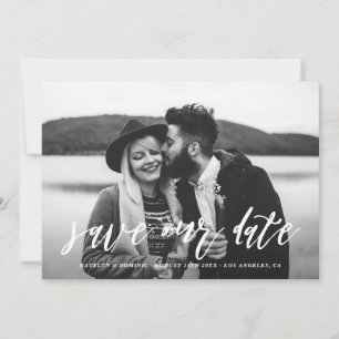 De Witte Foto van het Schrijven van de Hand sparen Save The Date