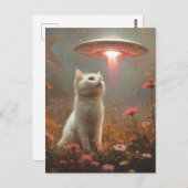 De witte kat en een ufo briefkaart (Voorkant / Achterkant)