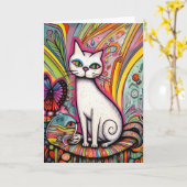 De witte kat kaart (Gele Bloem)