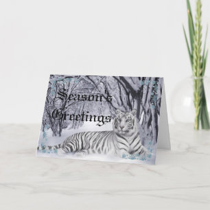 De witte Kerstkaart van de Tijger Feestdagen Kaart