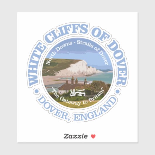 De witte kliffen van Dover (rood) Sticker (Vel)