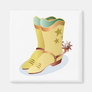 De witte Laarzen van de Cowboy met het Berijden Magneet