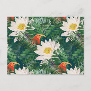 De witte Lotus Tropische Vogels & Lotus Patroon Briefkaart