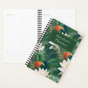 De witte Lotus Tropische Vogels & Lotus Patroon Planner