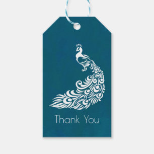 De witte Pauw op Blauwgroen Elegante Modieus dankt Cadeaulabel