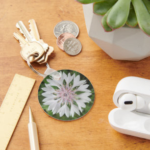 De Witte/Roze Korenbloem Basis van het Sleutelhanger