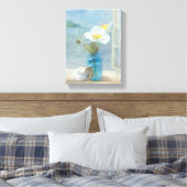 De witte Vloer die het Zee overzien Canvas Afdruk (Insitu (Slaapkamer))