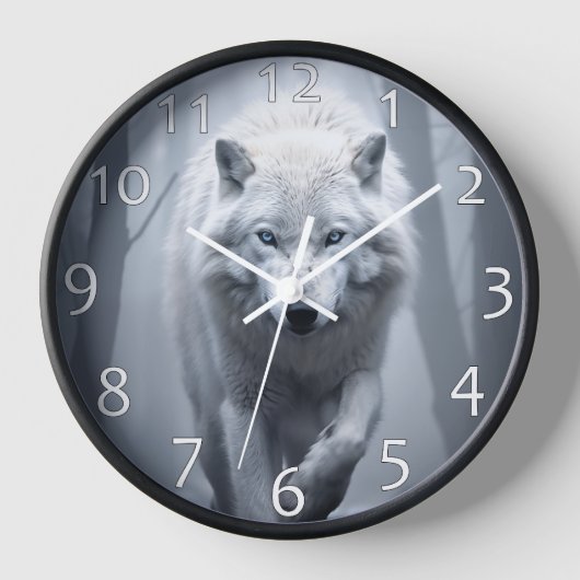 De witte wolf in het mistige bos (Voorkant)