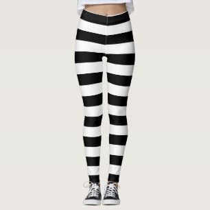 De witte & Zwarte Gestreepte Leggings van