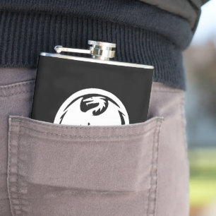 De witte zwarte verpakte fles van de Draak Heupfles