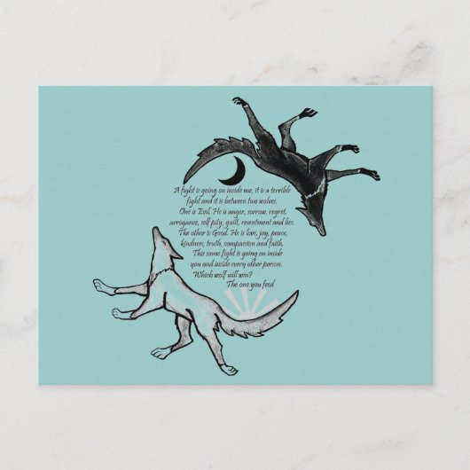 De wolf die voedt briefkaart (Voorkant)