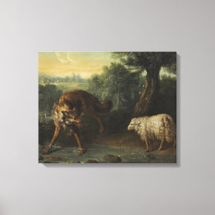 De wolf en het lam (door Jean-Baptiste Oudry) Canvas Afdruk