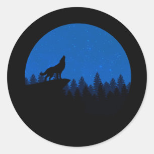 De wolf naar de maan ronde sticker