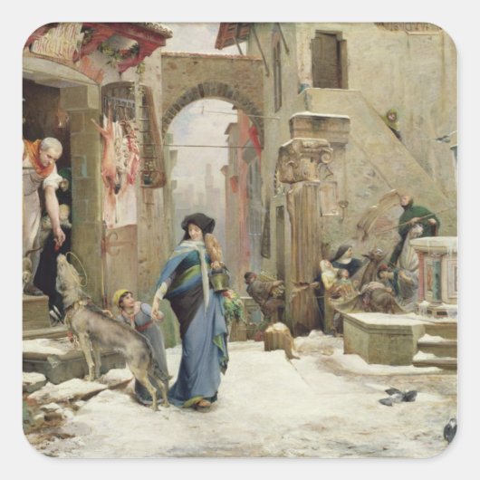 De Wolf van Gubbio, 1877 Vierkante Sticker (Voorkant)