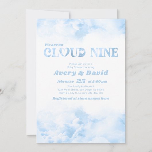De wolk Negen donzige wolk Baby Boy Shower Kaart (Voorkant)