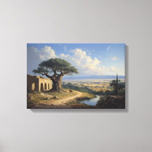 De wolken boven de woestijnoase canvas afdruk